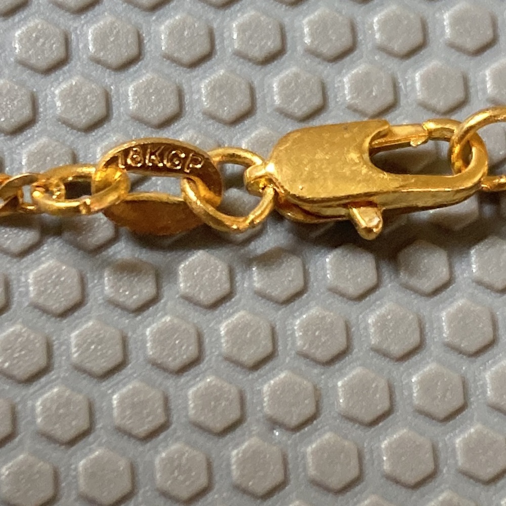 18 KGP yellow gold necklace with purple and green seashell - Picture 4 of 6
